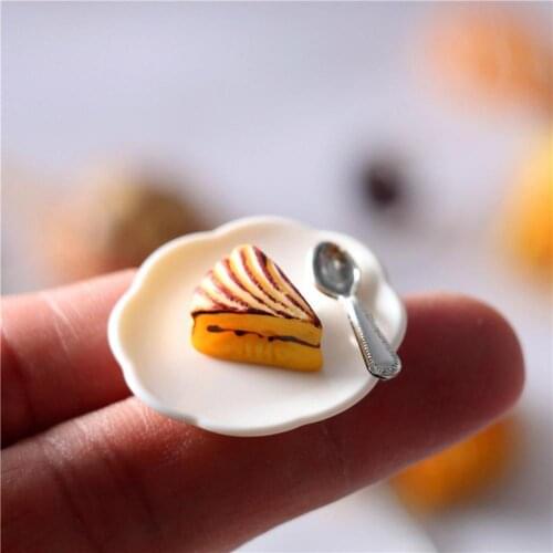 6Pcs/Set Dollhouse Miniature Food Cake Tray Kitchen Kid DIY Simulation Toy Decor
