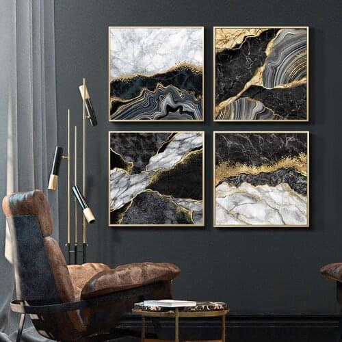Abstract Gold Foil Poster Stone Texture Marble Wall Art Modern Print Canvas Painting Square Picture Living Room Decoration