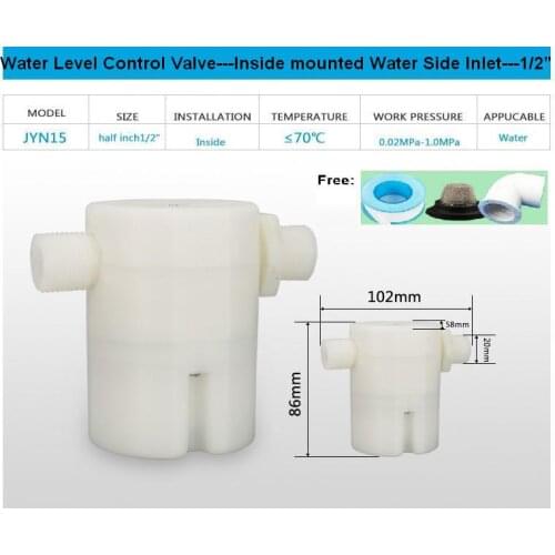 Free Shipping 1/2" side inlet Built-in/Inside Automatic Float Valve Water Level Control Valve For Solar Water Tank Tower Pool