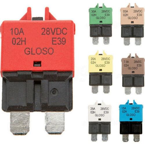 Circuit Breaker Blade Fuse Manual Reset DC12V/24V 5A 6A 7.5A 10A 15A 20A 25A 30A Resettable for RVs Boats ATC Circuit Breakers