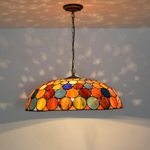 Large European Bohemia retro Color lighting Tiffany stained glass Restaurant Bar bedroom Lobby corridor LED pendent lamp