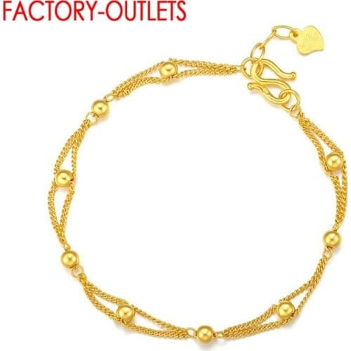 Gold Color Link Bracelet For Women Girls Genuine 925 Sterling Silver Fresh Lovely Gifts For Birthday Wedding Fine Jewelry