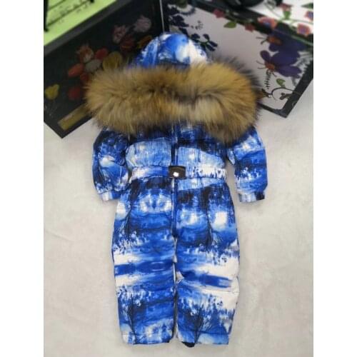 Brand 2021 Winter baby down coat Baby duck down suit outerwear Fur Hooded childrens Snowsuit Child jumpsuit romper ski suit