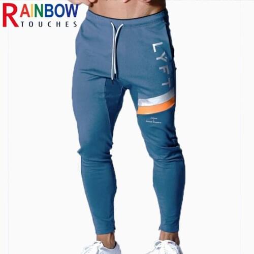 Rainbowtouches Gym Muscle Man Casual Color Matching Sports Pants Slim Outdoors Style Pencil Pants Superior Quality