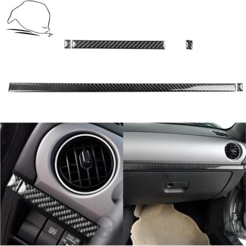 For Mazda MX-5 Miata 2009-2015 Carbon Fiber Dashboard Trim Strips MX5 NC Roadster Interior Sticker Tuning Car Accessories 5Pcs