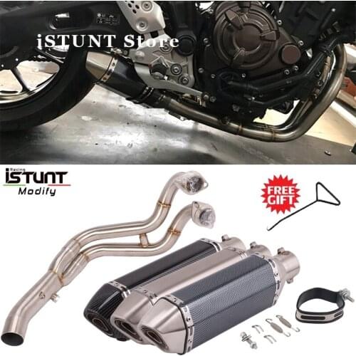 For Yamaha MT07 FZ07 MT-07 Motorcycle Modified Escape Exhaust System 51mm Muffler DB Killer Stainless Steel Front Link Pipe