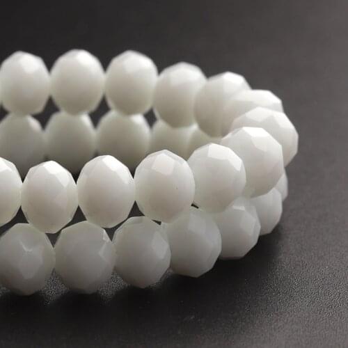 Faceted Porcelain White Glass Crystal Rondelle Beads Loose Spacer Beads For Jewelry Making DIY Bracelet Necklace Accessories