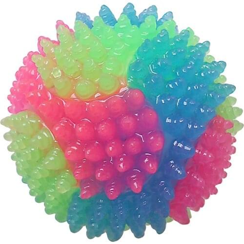 Interactive Rubber Balls Lighting Dog Toy Balls Dog Cat Pet Squeaky Toys Soft Pet Dog Chew Elastic Hedgehog Ball Puppy Toy 1PC