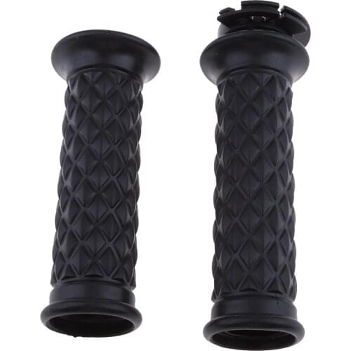 Cafe Racer Motorbike Black Rubber Vintage 7/8" Handlebar Grips With Throttle