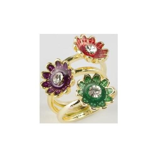 3'lü Flower Figured Cabochons Gemstone Ring