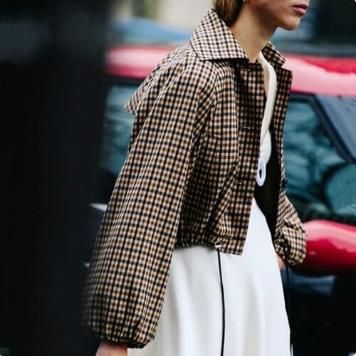 Luxury Brand Designer Vintage Short Jacket Coat Women Spring Autumn Fall Fashion Plaid Office Lady Work Casual Outwear Female