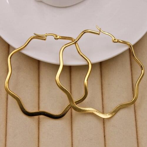Trendy Earrings for Womens earring Gold Plated Round Gold Earring Flower type hoop Earrings Wedding Jewelry Gift Accessories