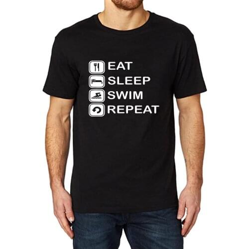 Lyprerazy Mens EAT SLEEP SWIM REPEAT Funny Printed T-Shirt