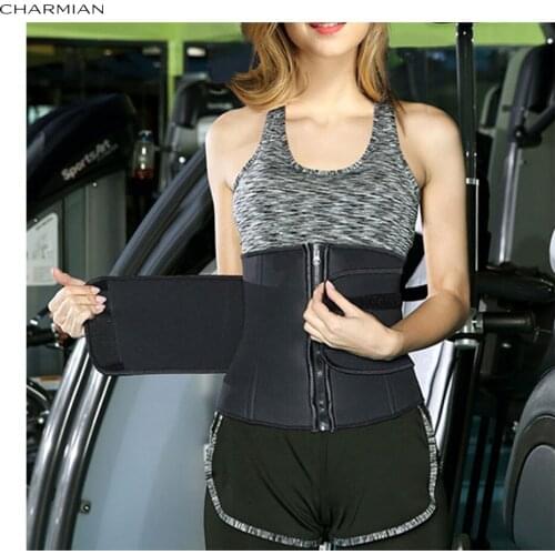 Charmian Unisex Black Neoprene Sports Waist Trimmer Workout Enhancer Body Shaper Belt