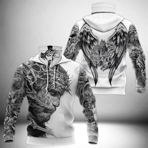 Jesus Tattoo 3D Printed Hoodies Fashion Sweatshirt Women Men Casual Pullover Hoodie Mask Warm Cosplay Costumes 05