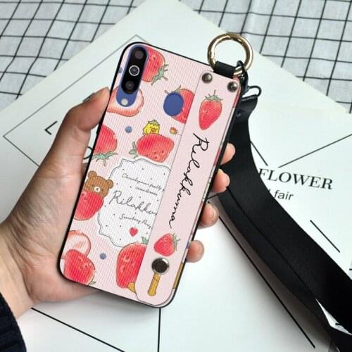 Fruit Soft TPU Wrist Strap Case For Samsung Galaxy M10 M10S M20 M21 M30 M30S M40S M40 A51 M60S Relief Holder Lanyard Cover