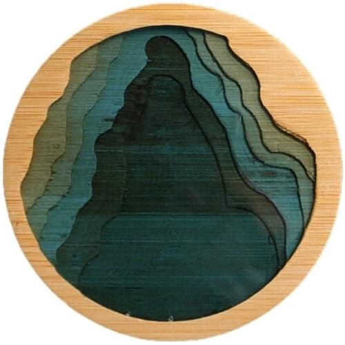 Set of 1 Bamboo Resin Coasters Round or Square Shape Cup Coasters Cup Mat Cup Holder Pad for Home and Kitchen Decoration