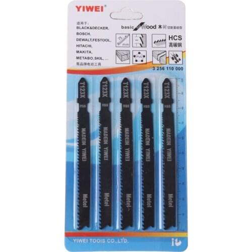 5 Pcs T123X 4 Inch HCS T-Shank Jigsaw Blades Set For Metal Cutting L4MB