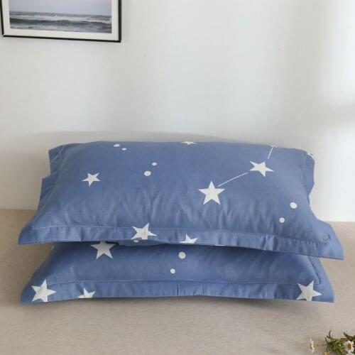 Cartoon Cute Blue Star Pillowcase Floral Plant Printed Pillow Cover Modern Nordic Polyester Plaid Stripe Pillow Case (No Filler)