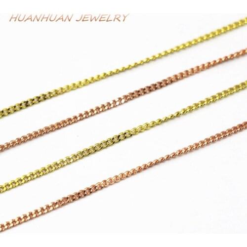 New Fashion Necklace Chain For Women 1x1.5mm Link Round Stainless Steel Copper Chains Choker Exquisite Gift Jewelry 18inch B3373
