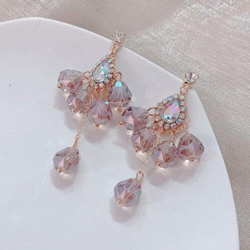 New Korean Elegant Waterdrop Crystal Dangle Earrings For Women Girls Party Fashion Earings Jewelry Gifts