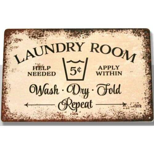 Laundry Room Tin Sign Poster Wall Art Decor Vintage Look Rustic Shabby Chic