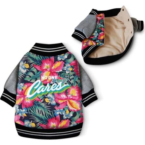 Autumn Winter Dog Clothes Thicken Warm Pet Coat Jacket For Small Dogs Fashion Printed Pet Clothing French Bulldog Pug Overalls