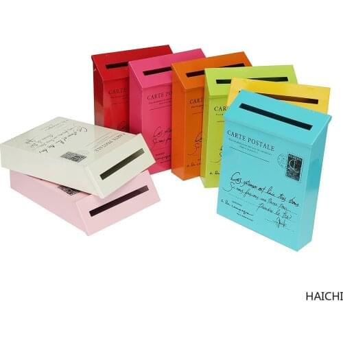 Post Box Vintage Metal Mail Box Case Tin Newspaper Letter Mailbox Waterproof Post Box Lock Box Garden Oranment 8Colors