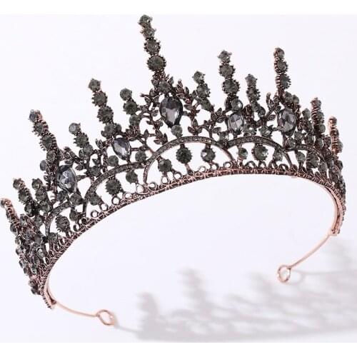 Vintage Baroque Tiaras and Crowns Royal Style Black/Purple Crystal Headbands for Women Girls Hairbands for Bride Noiva Wedding