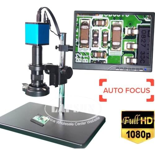 Lapsun Autofocus IMX290 HDMI TF Video Auto Focus Focal Industry Microscope Camera + 180X Lens Stand 144 LED Light+10.1" Monitor