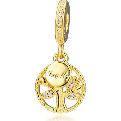 Shine Family Heritage Charm Fits For Woman DIY Jewelry Bracelets & Bangle Charms 925 Original Silver Beads