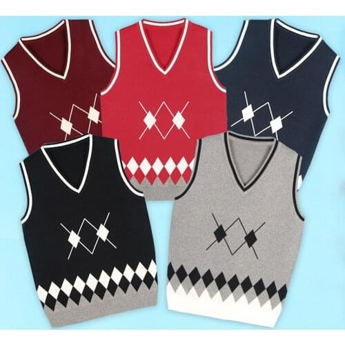 Japan Preppy Style School Sweater Spring And Autumn V-neck Cotton Knitted Vest Jk Uniforms 5 Color Girls Student Cosplay Costume