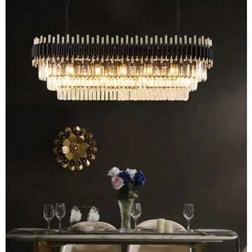 Modern Crystal Chandelier For Dining Room Luxury Kitchen Island Hanging Lighting Fixtures Black LED Cristal Lustres