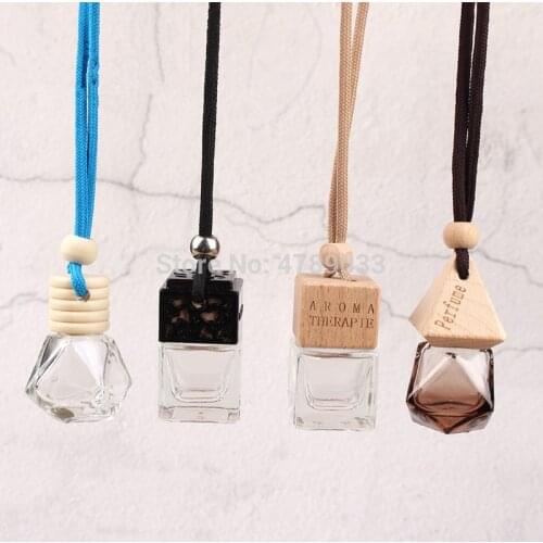 10/30pcs 8ml Glass Clear Refillable Car Fragrance Perfume Air Freshener Hanging Bottle Car Perfume Empty Bottles Free Shipping
