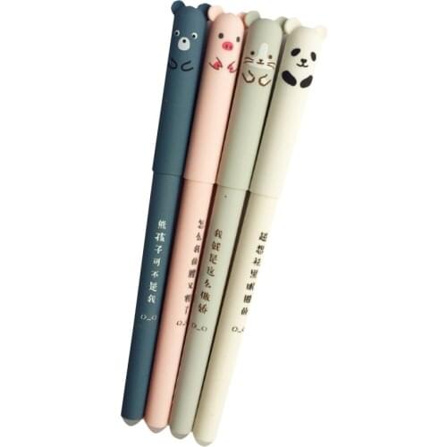 30pcs/lot 0.35mm Cute Pig Panda Mouse Bear Erasable Gel Pen Rollerball Pen Gift Stationery School & Office Supply Wholesale