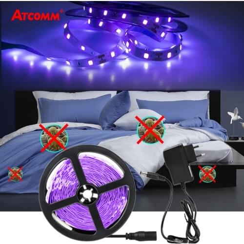 UV LED Strip Light Ultraviolet Ray Flexible Tape Ribbon Purple Lights 12V 5m 10m 15m 300LEDs 385-400nm for DJ Fluorescence Party