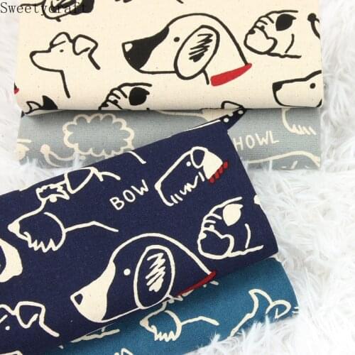 110x45cm High Quality Thick Cotton Fabrics By Yard Dog Bow Printed DIY Sewing Bag table cloth curtain pillow Party Home Decor