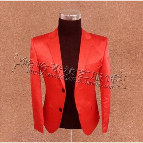 Slim clothes men suits designs masculino homme terno stage costumes for singers jacket men blazers dance star style dress red
