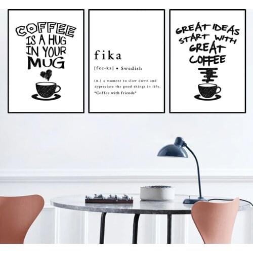 Fika Swedish Quote Art Print Inspirational Poster Sweden Scandinavian Wall Art Canvas Painting Print Coffee Picture HD2877