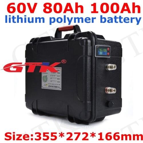 Waterproof GTK 60V 80Ah 100AH li-ion Lithium Replace battery Solar System power Electrical Vehicle golf cart + 10A charger