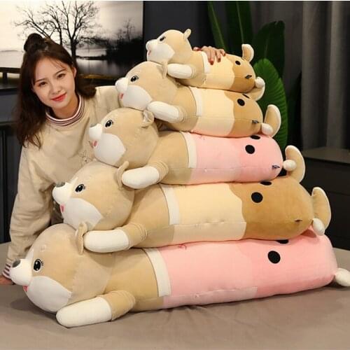 High Quality Cartoon Milk Tea Shiba Inu Dog Plush Toy Soft Sofa Pillow Cushion Girl Gift Children Toy Home Decoration
