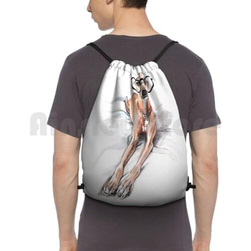 Im So Specsy! Backpack Drawstring Bags Gym Bag Waterproof Italian Greyhound Greyhound Iggy Lurcher Galgo Funny Italian