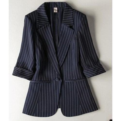Suit jacket fashion striped new style temperament suit professional elegant temperament jacket female size S-7XL