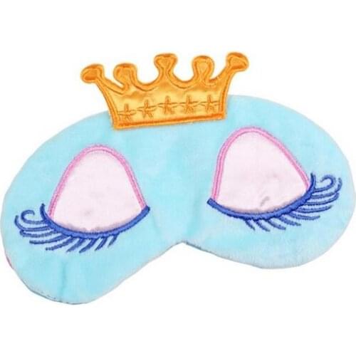 10pcs Blue Sleeping Eye Mask Crown Cartoon Eyeshade Sleep Mask Cover
