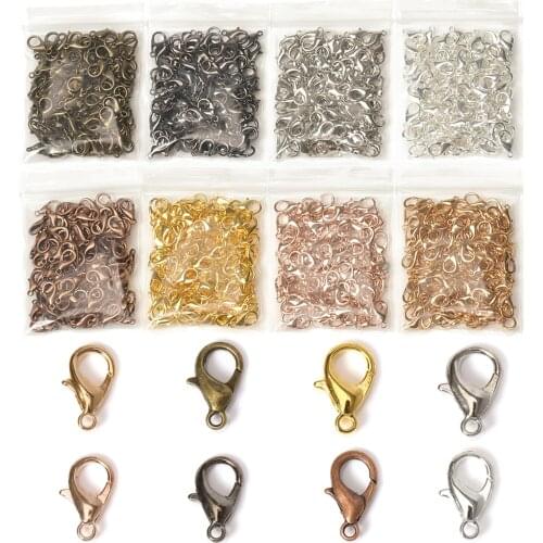 100pcs 10-18mm Metal Lobster Clasps Hooks 8 colors Chain Connector For Diy Jewelry Making Findings Bracelet Necklace Accessories