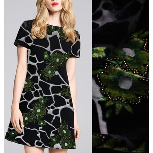 114CM Wide 8MM Burnt-out Black Dark Green Silk Rayon Velvet Fabric for Autumn and Winter Dress Coat Jacket B172