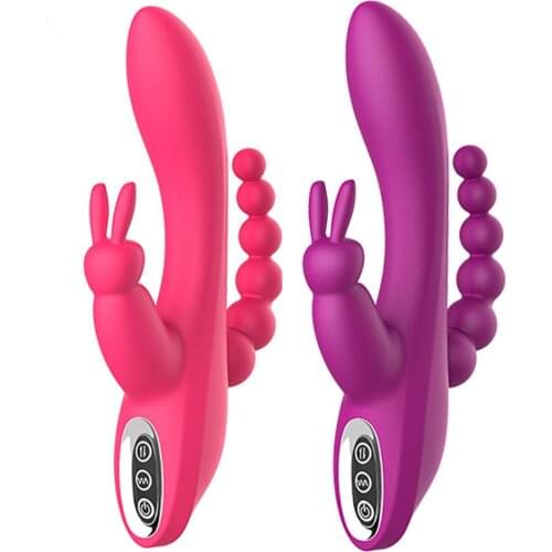 3 in 1 G Spot Rabbit Vibrator for Women Clitoris Stimulation with 7 Powerful Vibrations Clit Anal Stimulating Dildo Massager