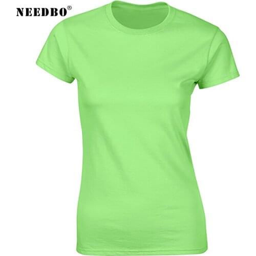 Women Tshirt 100% Cotton Casual T-shirts Women T Shirts O-neck Short Sleeve Solid Summer Elasticity Funny Tshirts for Women Tops