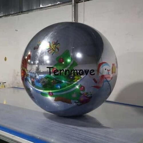 Giant inflatable disco mirror ball with printing christmas tree santa Claus festival event fashion show indoor decoration