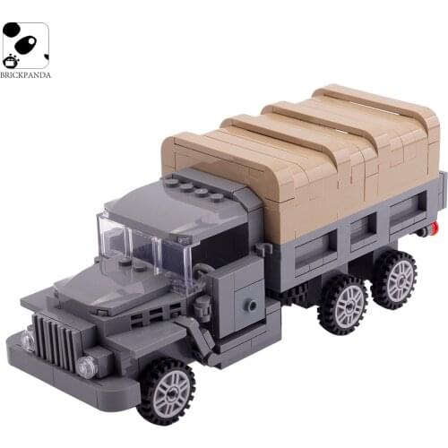 MOC WW2 Military Truck Building Blocks Mini Army US Soldiers Figures Weapon Parts Tank Vehicle Model Bricks Toys for Children